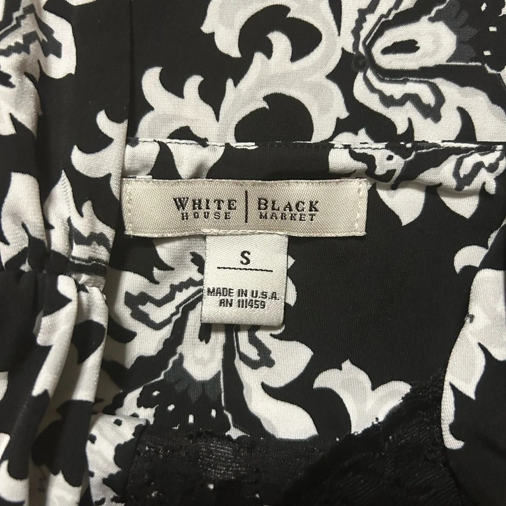 White House Black Market Black and White Wrap Tank Top Women Small Made in 🇺🇸 US